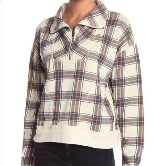 free people plaid sweatshirt - Picture 5 of 5